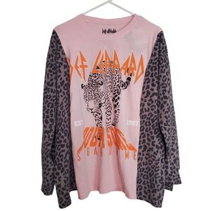NEW Def Leppard Band Tee Shirt Long Flowy Sleeve Mixed Media